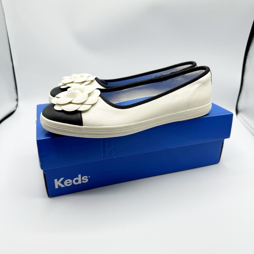 Keds Maisie Cap Toe Ballet Flat Flower Appliqué Eva BlissArch NEW Size 8.5
